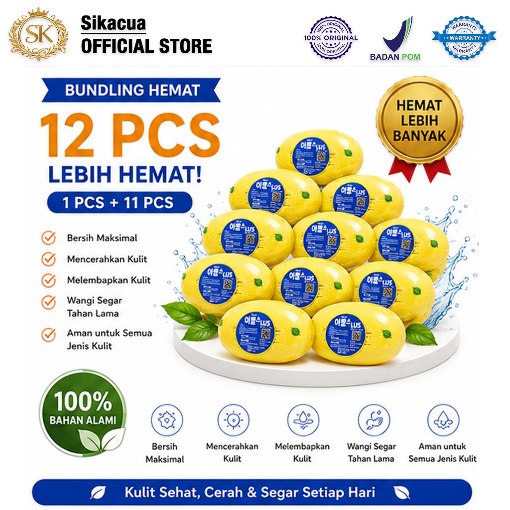SK BUNDLING 12PCS Sabun Korea Kuning dan Pink Menghalus Cerahkan Kulit Alami