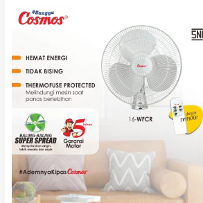 COSMOS WALL FAN / KIPAS ANGIN DINDING + REMOTE 16 WFCR / 16-WFCR / 16WFCR (16 INCH) GARANSI RESMI