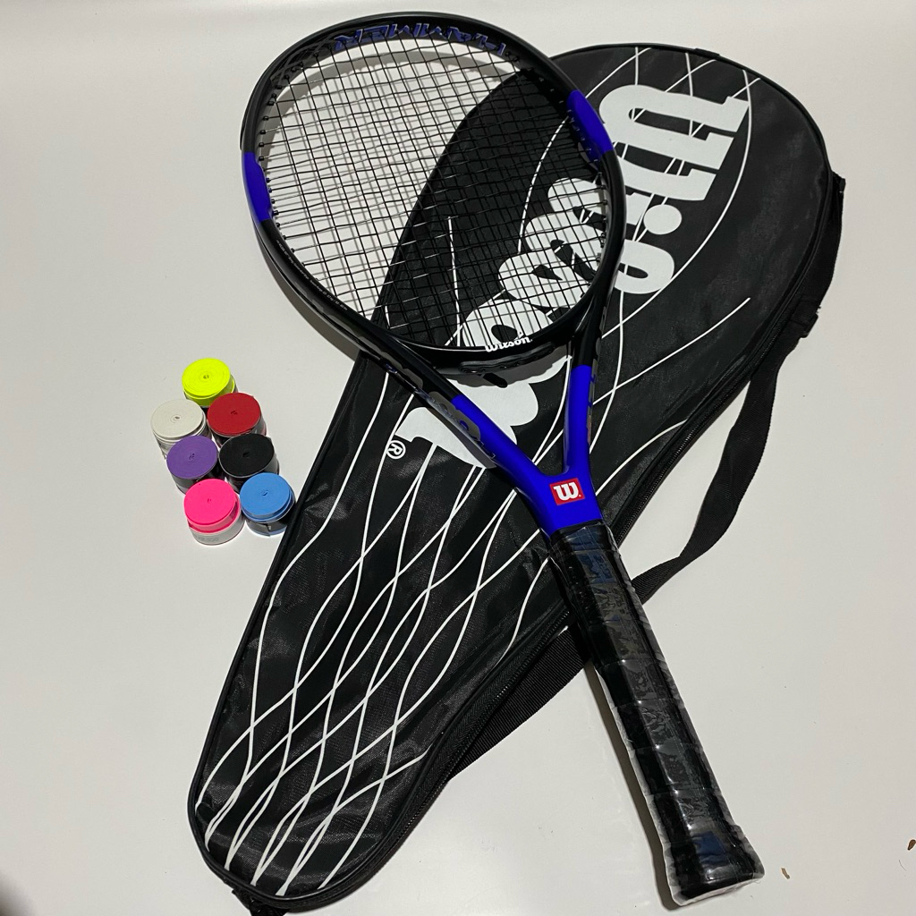raket tenis new wilson hammer 4 blue carbon matrix import premium siap smash