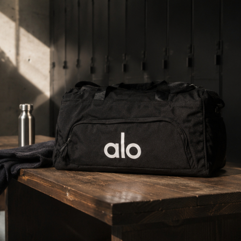 ALO Yoga AD Gym Duffle Bag Black | Premium Sports Travel Bag | Large Capacity Gym Weekender Bag