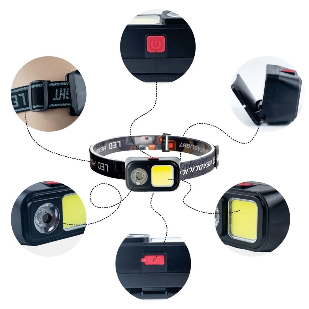 Senter Chas Kepala Headlamp Senter Kepala Dengan Usb Charger -Headlamp-D-212