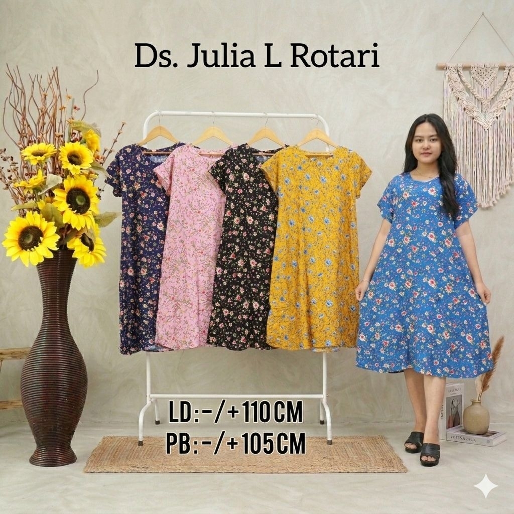 Daster Julia L Rotary Motif Bunga