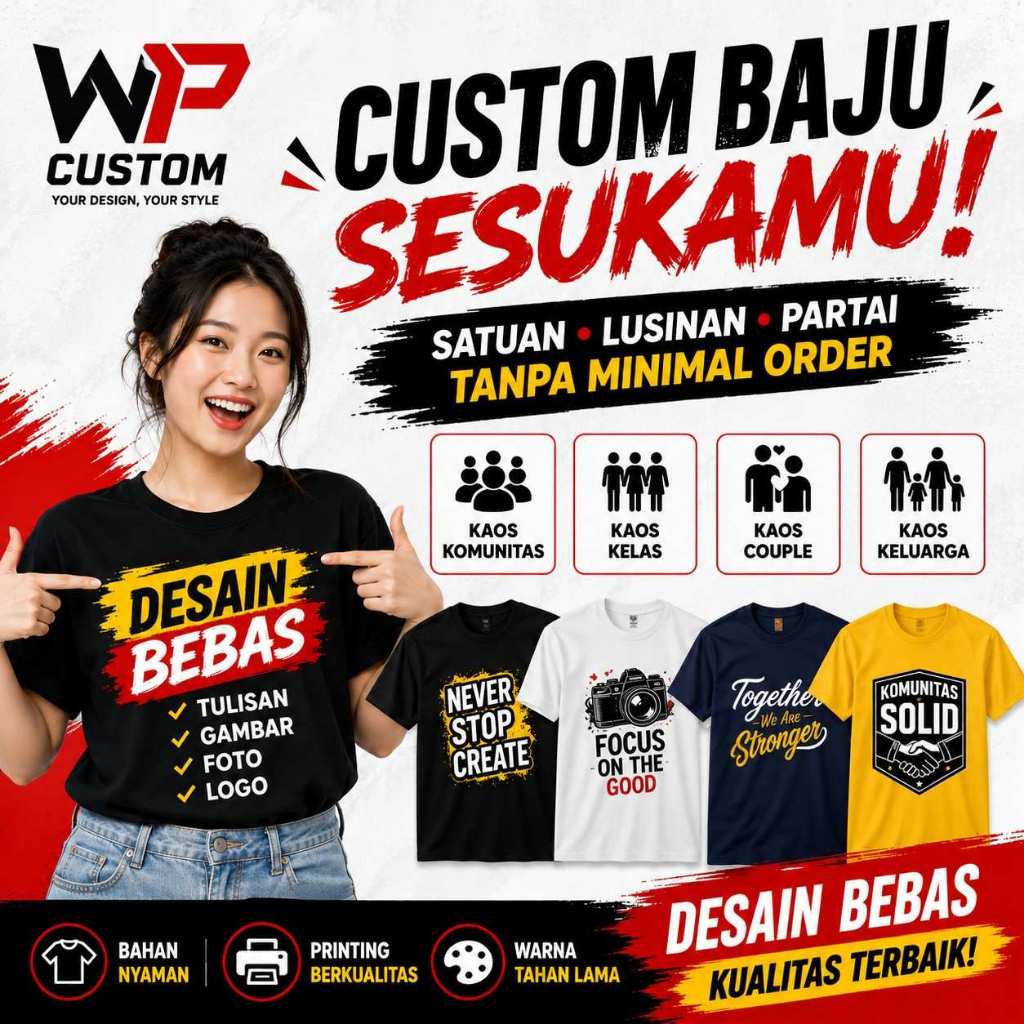 Kaos Custom Dewasa / Kaos Custom Foto / Logo / Gambar - Design Suka Suka - Tshirt Dewasa Unisex