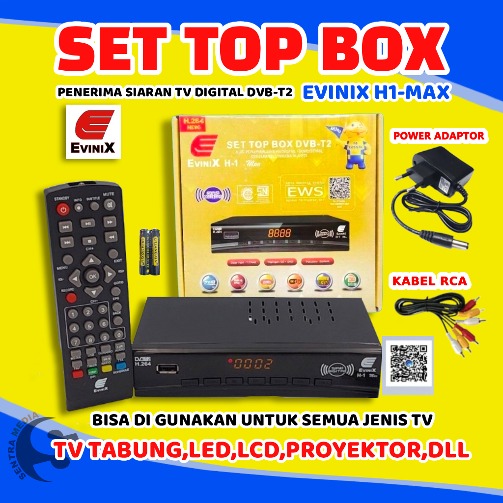 PROMO SET TOP BOX STB EVINIX H1 NEO & MAX PENERIMA SIARAN TV DIGITAL DVBT2 BERGARANSI 