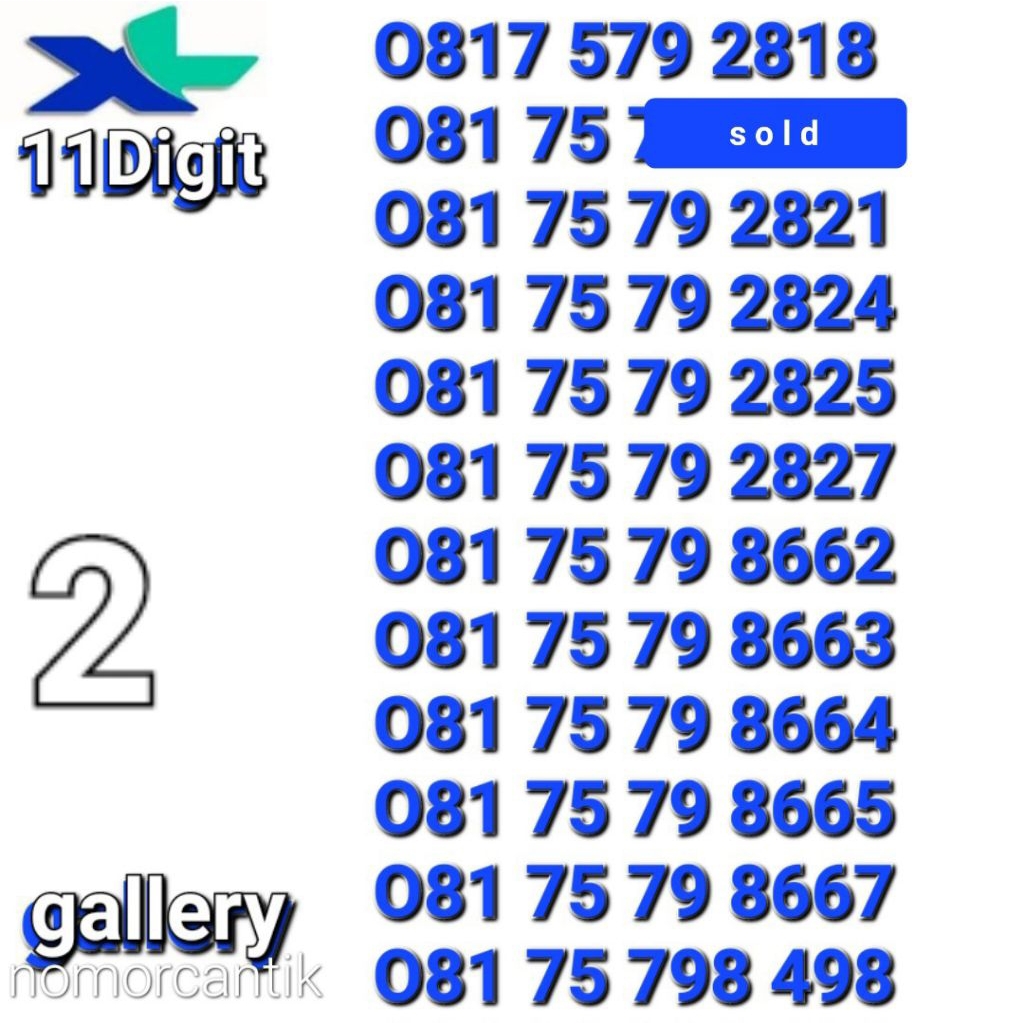NOMOR XL 11ANGKA / 11DIGIT