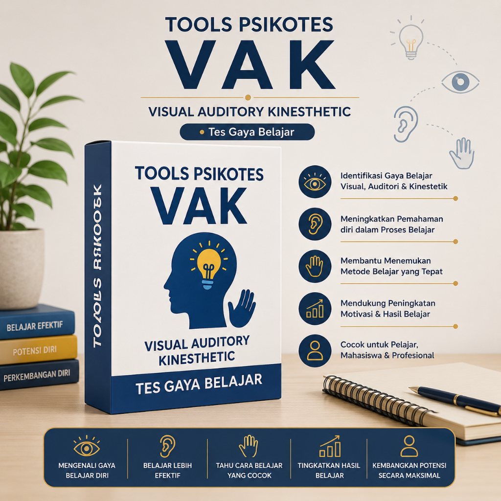 TOOLS PSIKOTES VAK Alat Tes Psikologi Visual Auditory Kinesthetic - Pengukur Gaya Belajar