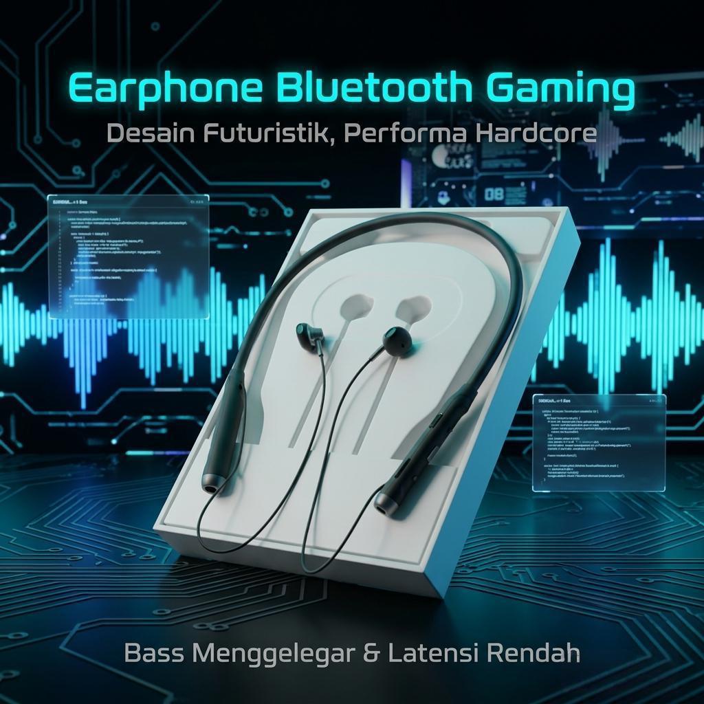 Headset Bluetooth Baru, Headset Olahraga Magnetik,Baterai Awet 120 Jam ,Noise Reduction ,Dilengkapi 