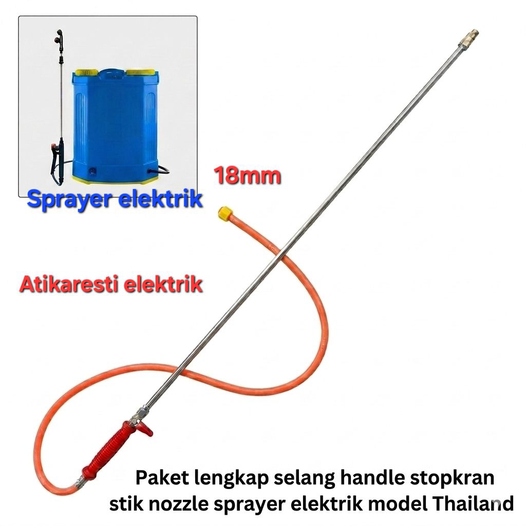 Paket lengkap sprayer elektrik model Thailand Selang handle stop kran stilk nozzle kuningan