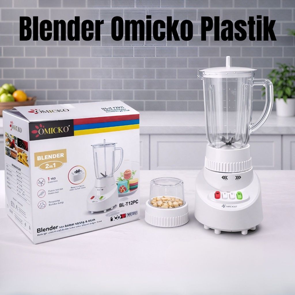 Blender Plastik OMICKO BL-T12PC Blender Anti Pecah - Omicko Blender 2 in 1