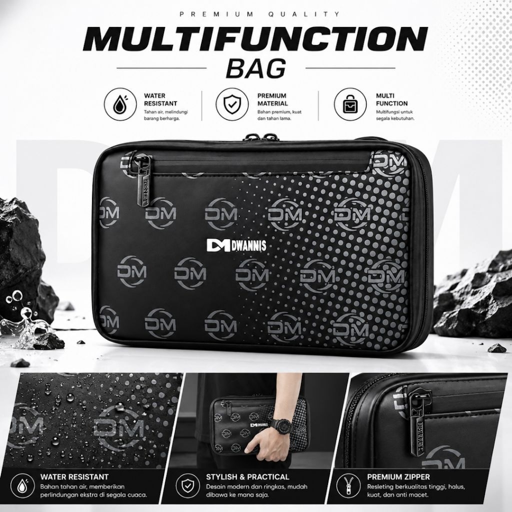 IRONCLUTCH || Handbag Pria Wanita Multifungsi | Tas Selempang Anti Air | Tas Tangan Dompet Pria Touc
