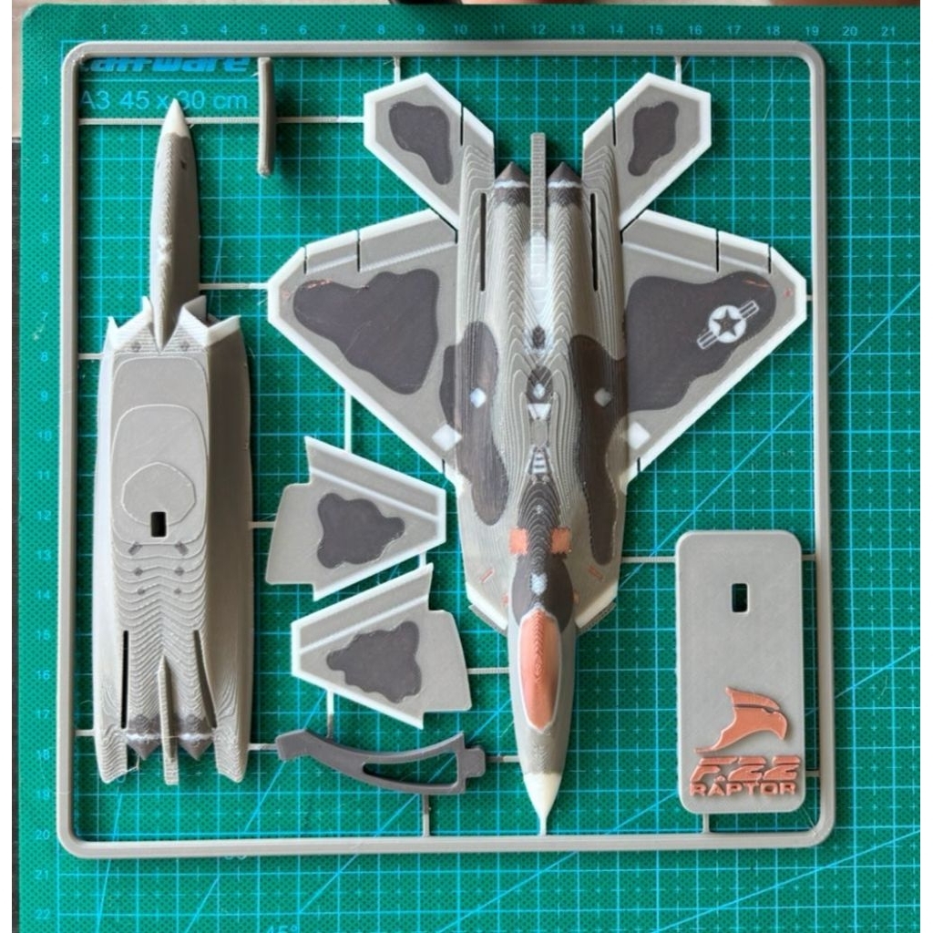 Miniatur Pesawat Model Kit Card - F-22 Raptor (3D)