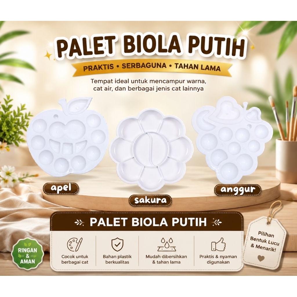 PALET BIOLA PUTIH/PALET CAT AIR PUTIH PLASTIK / WADAH CAT AIR