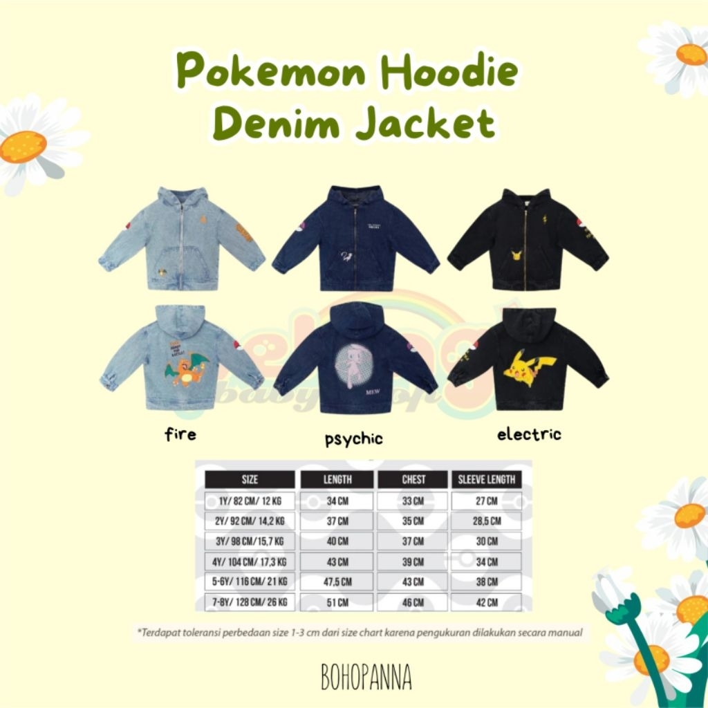 BOHOPANNA | BOHOPANNA POKEMON HOODIE DENIM JACKET | DENIM JAKET | JAKET ANAK MURAH | BOHO MURAH