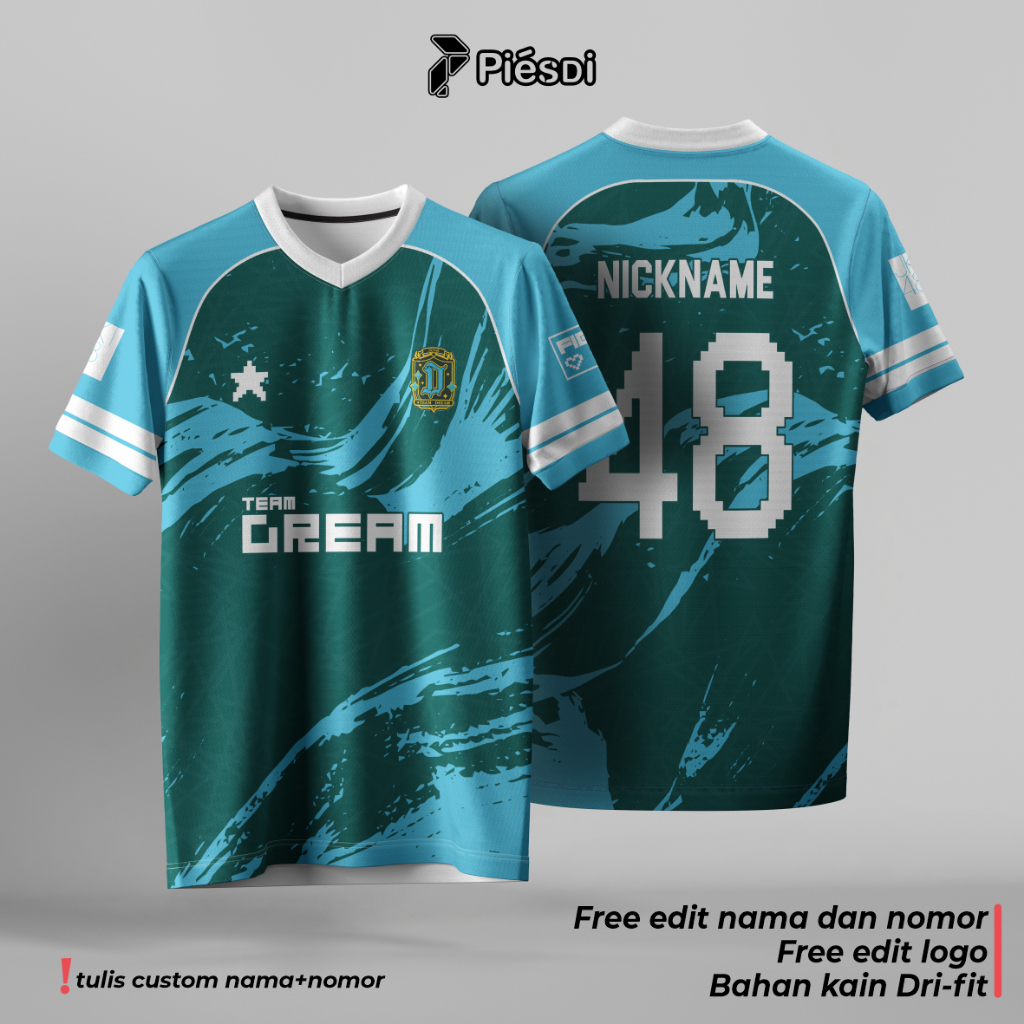 BAJU KAOS JERSEY CUSTOM JKT48 FIGHT - TEAM DREAM, FANMADE, HIJAU TOSCA, BISA COD, SATUAN, NAMA