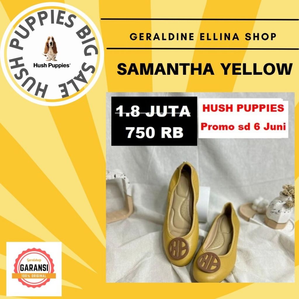 Flatshoes Wanita Sepatu Slip On Ballet Hush Puppies Simple Seri Samantha Original