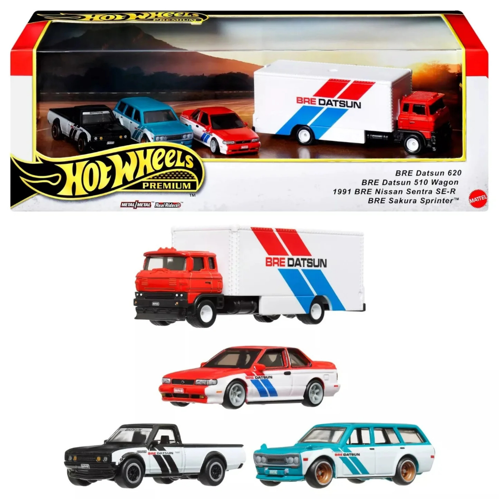 Hot Wheels Premium Diorama BRE (BRE Datsun 620, BRE Datsun 510 Wagon, BRE Nissan Sentra SE-R, BRE Sa