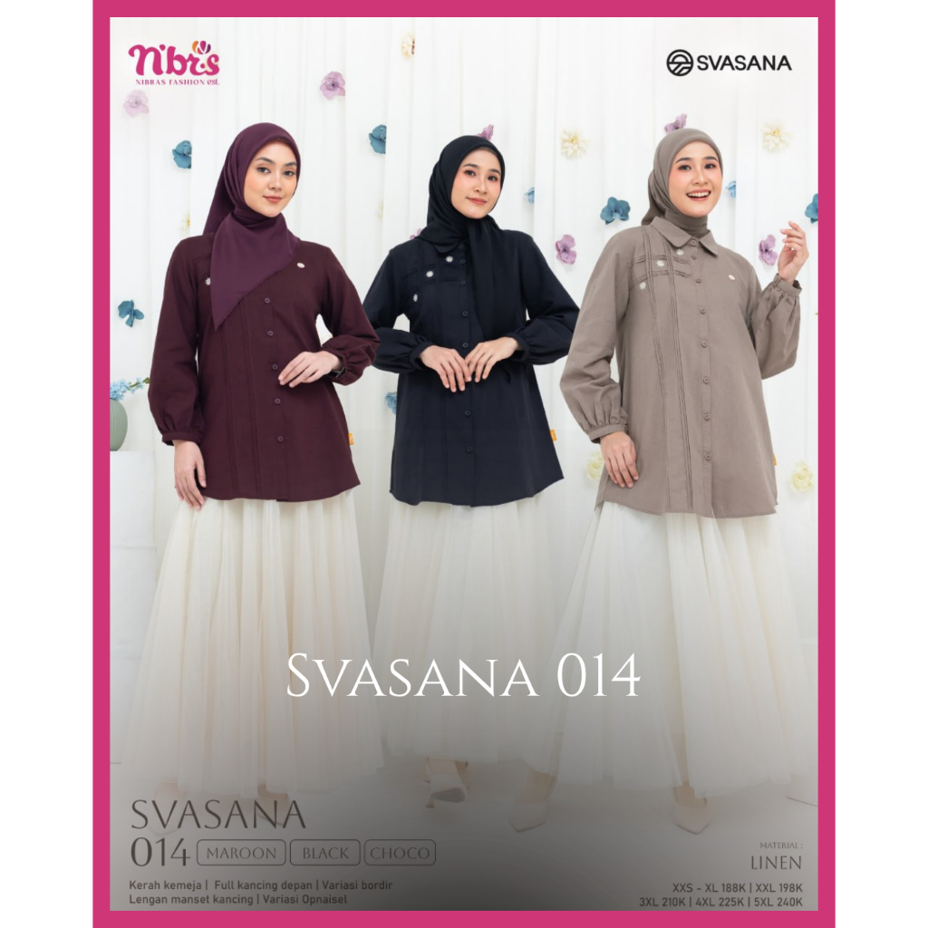 Nibras Kemaja Atasan Wanita Dewasa SVASANA 014 Warna Hitam Maroon Coklat
