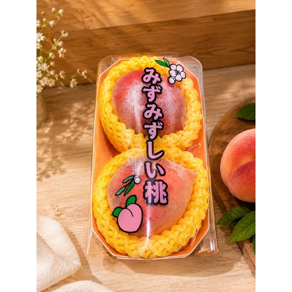 Japanese Peach Momo Premium 2 Buah – Buah Persik Jepang Manis & Juicy