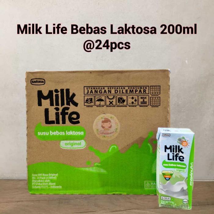 Susu UHT Milk Life karton 200ml - bebas laktosa ( TMY ) - Bebas Laktosa Karton,