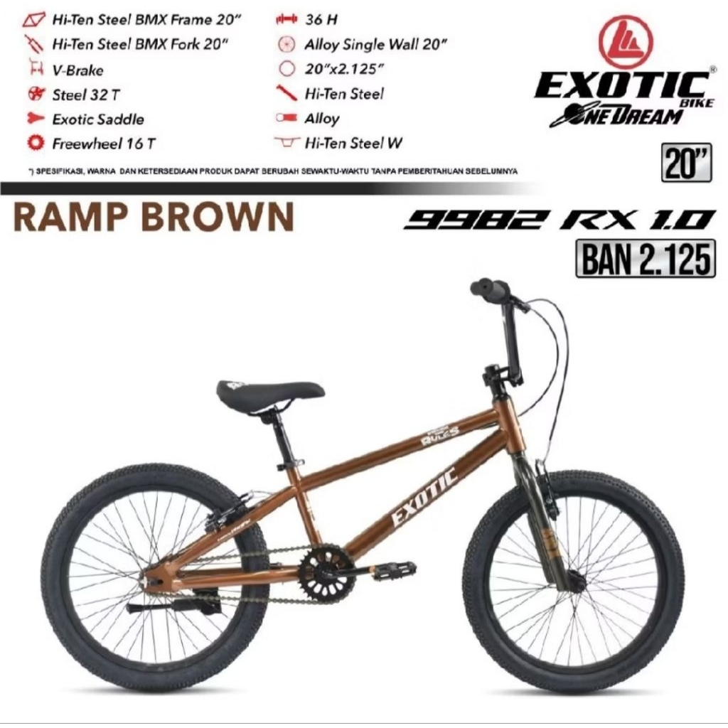 SEPEDA BMX EXOTIC 20.2.125&20.3.0 RX 1.0-RX 3.0 GARANSI 5TAHUN TERLARIS