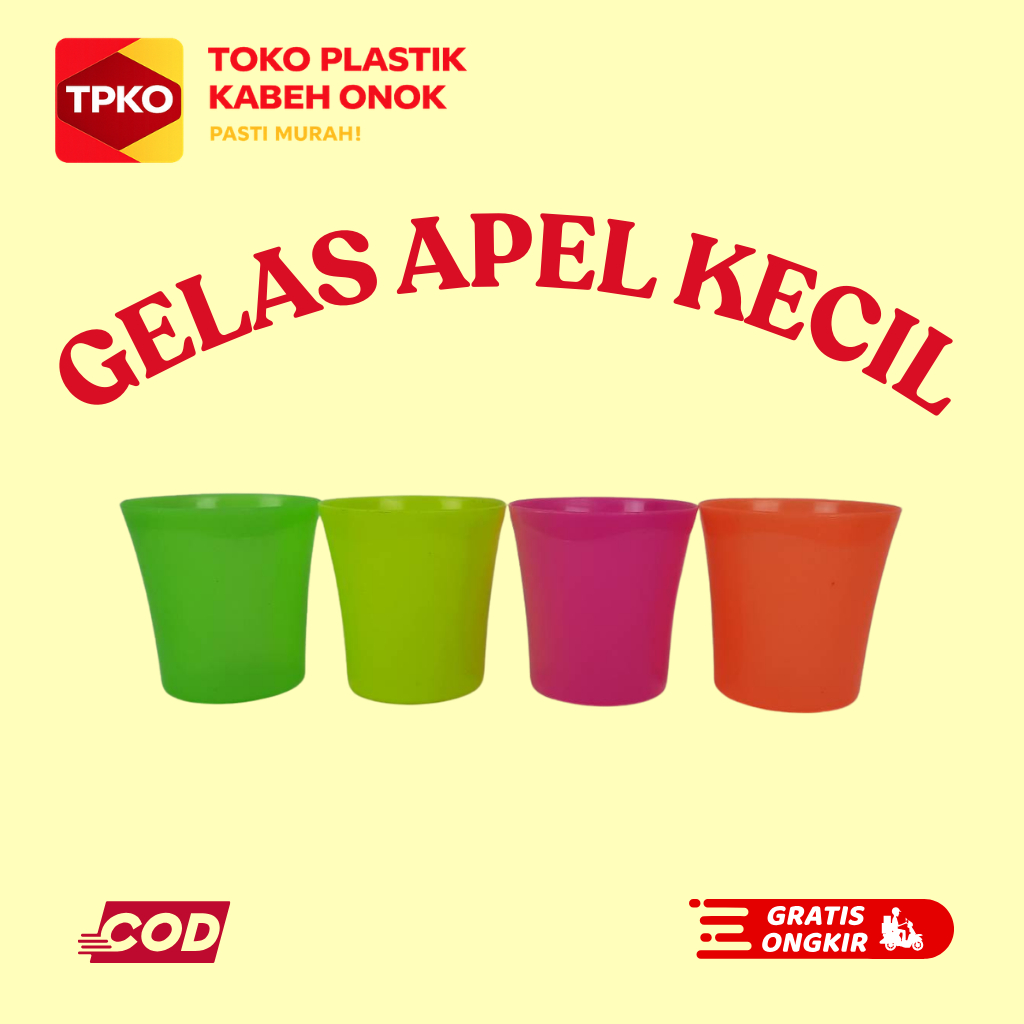 Gelas Plastik Apel KECIL -  (1 Lusin isi 12 Pcs)