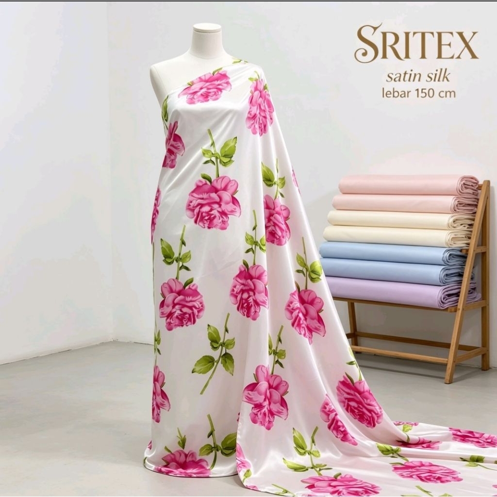 kain satin silk motif - kain satin - kain satin motif - kain satin premium