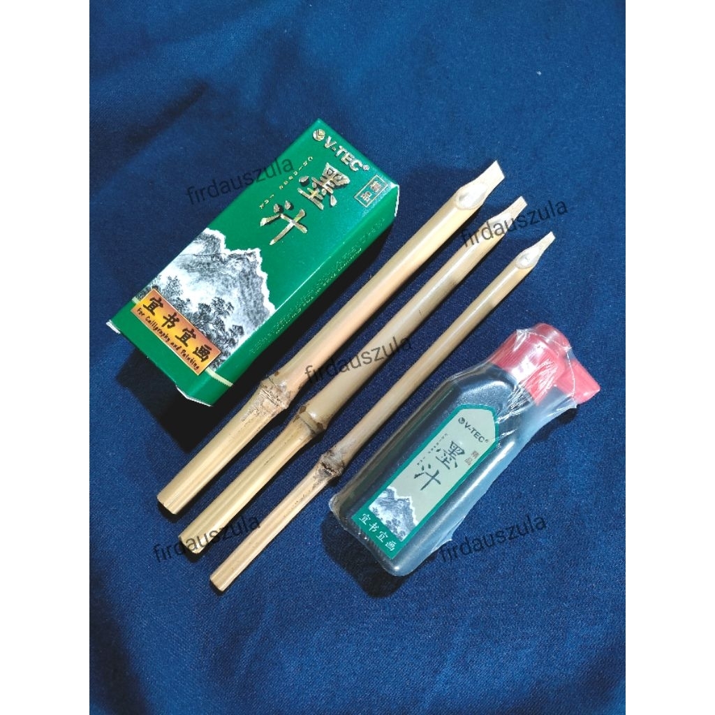 Paket Pena Bambu Cendani Alat Tulis Khat Kaligrafi Arab