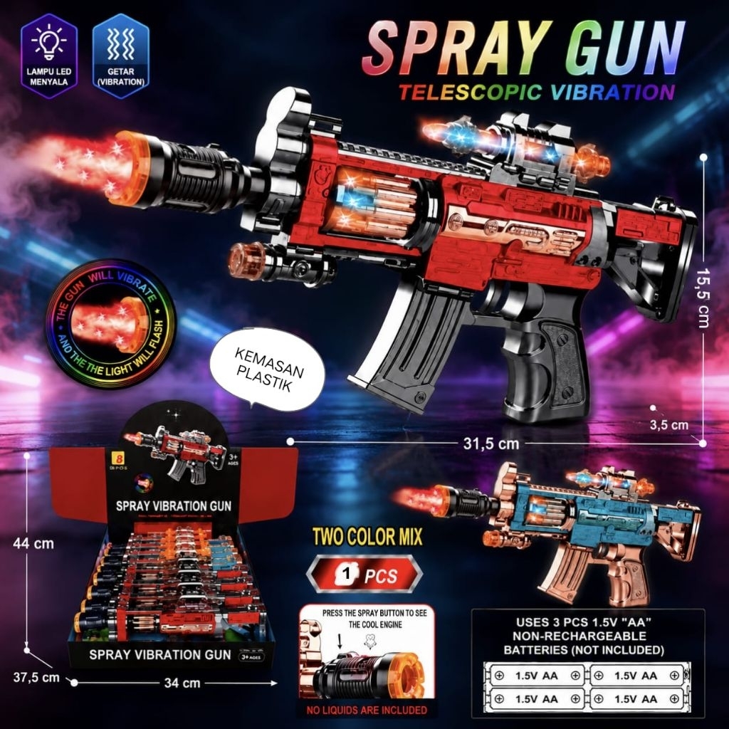JM38189 Pistol Mainan / Mainan Pistol Berbunyi Dan Berdorong Ada Asapnya / Mainan Pistol Berbunyi da