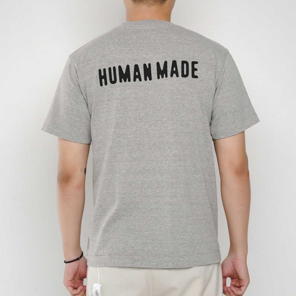 Kaos HUMAN MADE RED EMBROIDERY GREY TSHIRT 100% ORIGINAL
