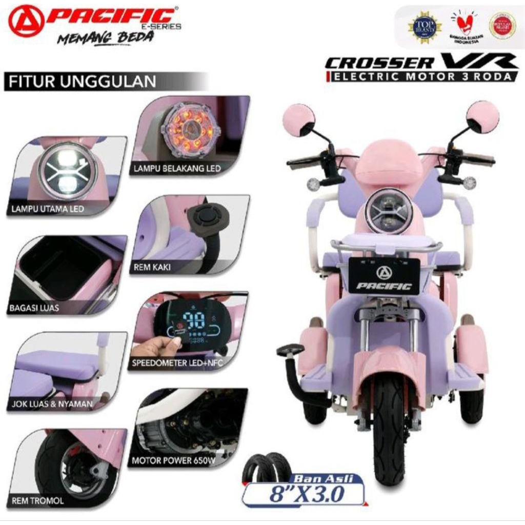 Sepeda Listrik roda 3 Pacific Crosser VR