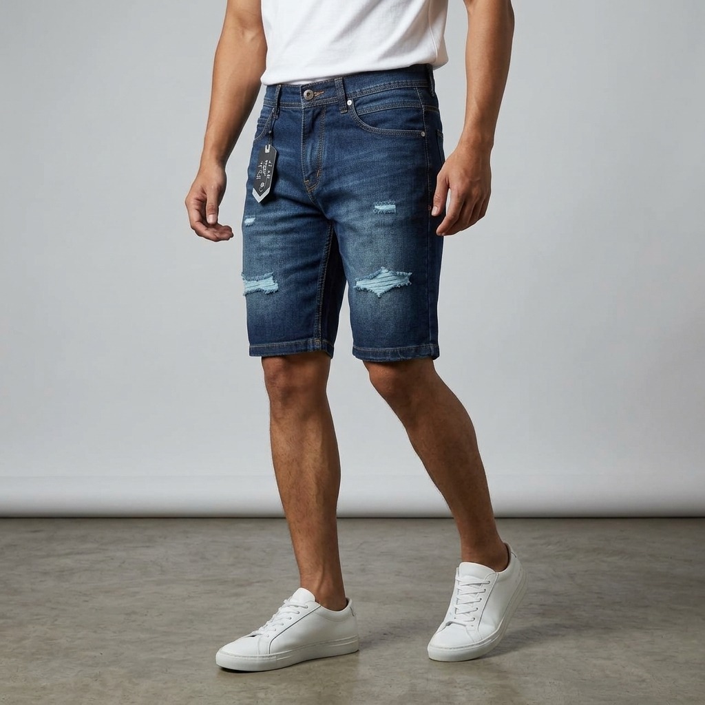 Man Jeans - Celana Jeans Pendek Sobek Bermuda Pria 100% Original Lee Army