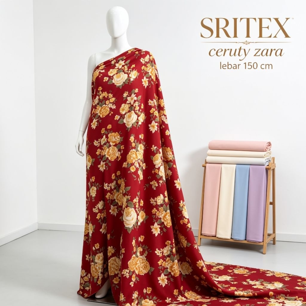 kain ceruty - kain ceruty zara motif bunga - kain ceruty zara premium - kain ceruty motif bunga prem