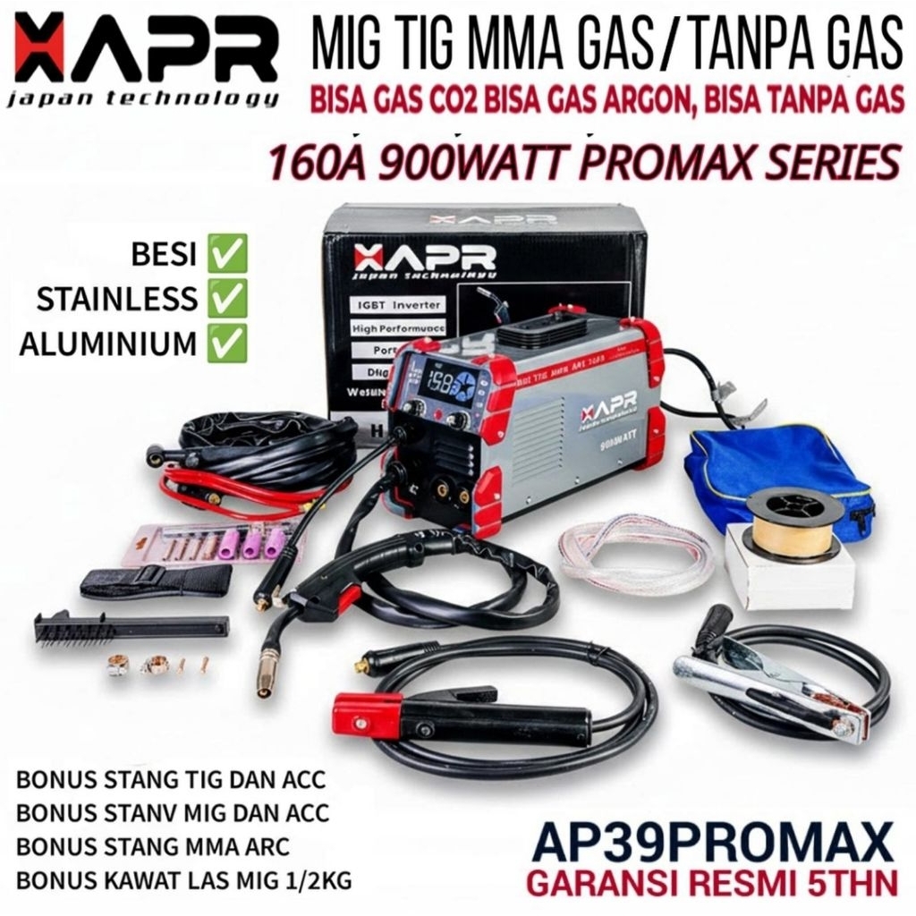MESIN LAS MIG APR AP39PROMAX 160A LAS MULTIFUNGSI TANPA GAS