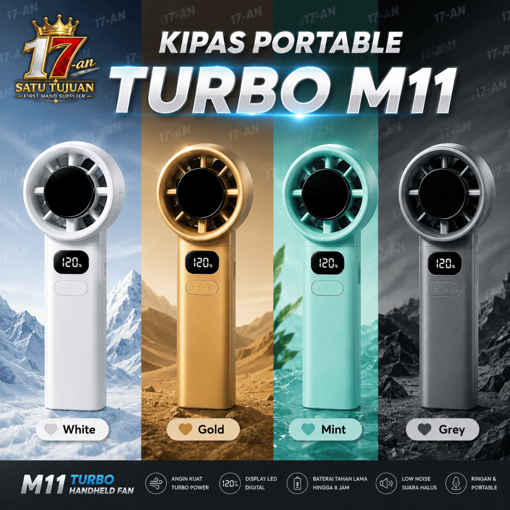 [ 17-AN ] Kipas Turbo M11 Kipas Portable Mini 120 Super Speed Bahan Logam Angin Super Kencang LED Di
