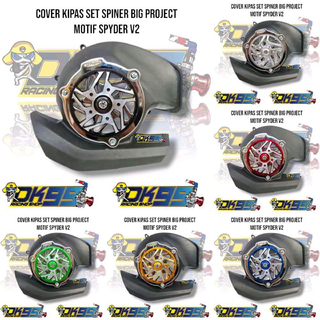Tutup Cover Kipas Mesin Set Spinner Big Project Spider V2 Croem Mio M3 S Z Soul GT 125 Motorcycle Pe