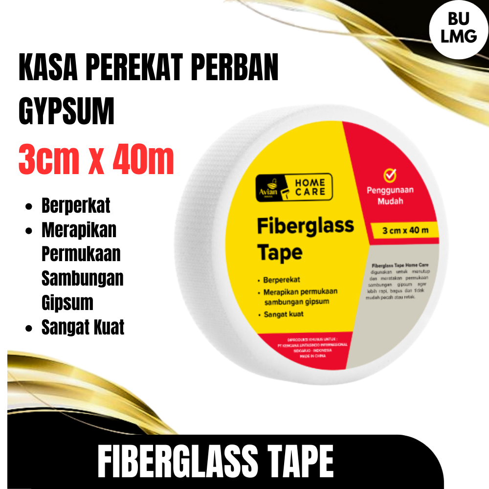FiberGlass Tape Homecare 2cmX40m // Kasa Perekat Perban Isolasi Gypsum Tambal Plavon Fiberglass Dryw