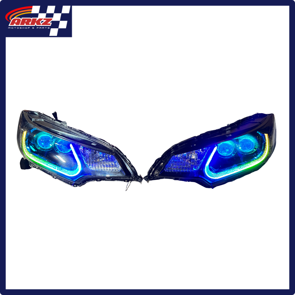 Headlamp Honda Jazz GK5 Custom Double Biled Projie Slim Frame RGB Matrix Super Terang