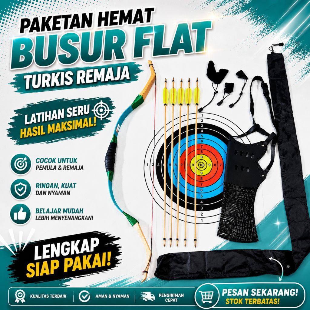 paket standar panahan flat Turkis Remaja siyah insert olahraga panahan tradisional
