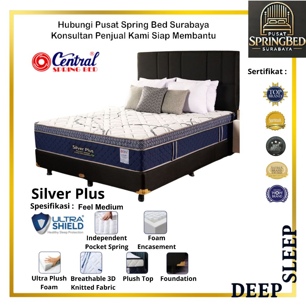 PUSAT SPRINGBED SURABAYA - Central Spring Bed SILVER PLUS Pocket Spring Foam Encasement Uk. 90, 100,
