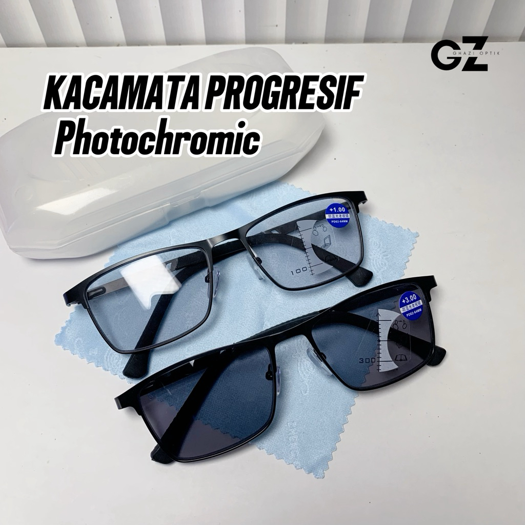 Ghazi Optik - Kacamata Progresif Photochromic Frame Metal Gagang Pegas