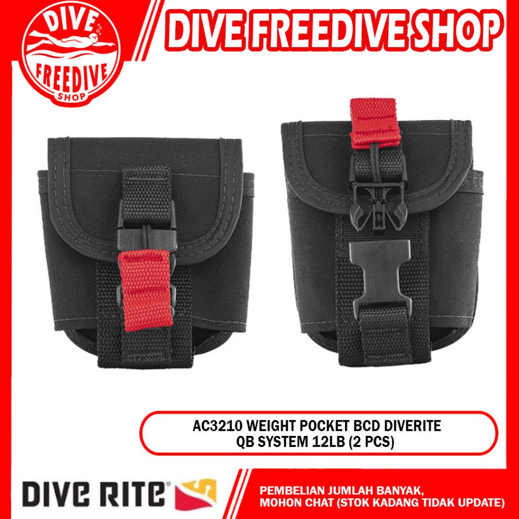 AC3210 Weight Pocket BCD Diverite QB System 12LB 2pcs Aksesoris Accessories BC Pouch Dive Rite Selam