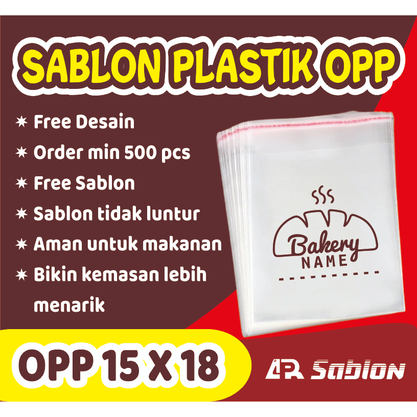 Sablon Plastik Opp Roti 15x18,  Free Desain, Sablon Plastik Opp Roti | Snack | Baju | Souvenir | Dll