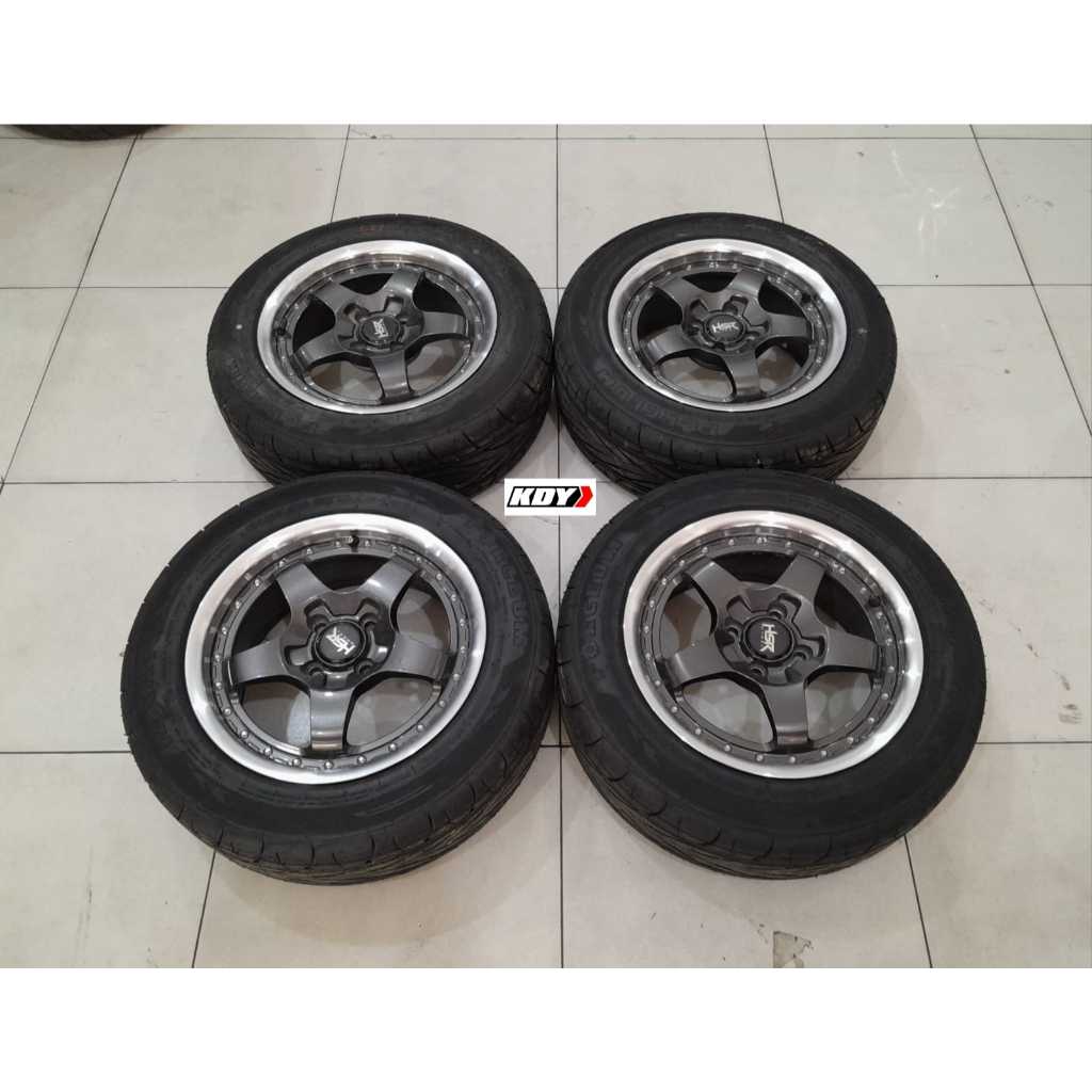 Velg Mobil Bekas Murah BOB HSR R15X6,5/7,5 Hole  4X100 ET42/33 G/P + Ban FORCEUM HEXA-R 185 60 R15