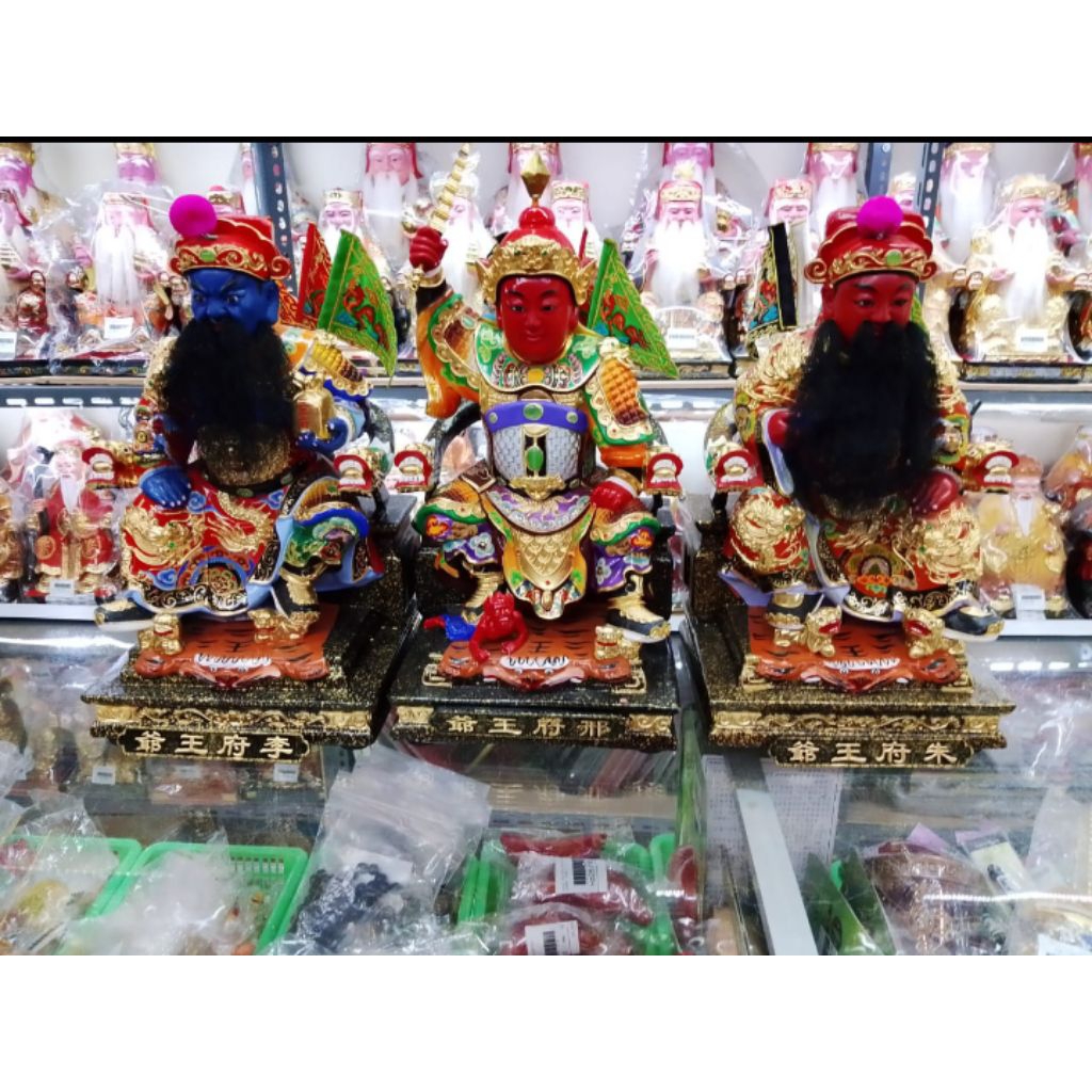 patung dewa sam ong hu - kayu taiwan - 12inch - mt