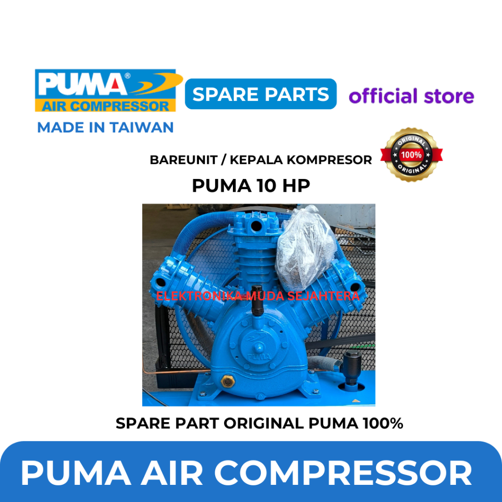PUMA BARE UNIT PK 10HP TEKANAN 8 BAR  / KEPALA KOMPRESOR PUMA 10HP / Spare Part Puma Kompresor