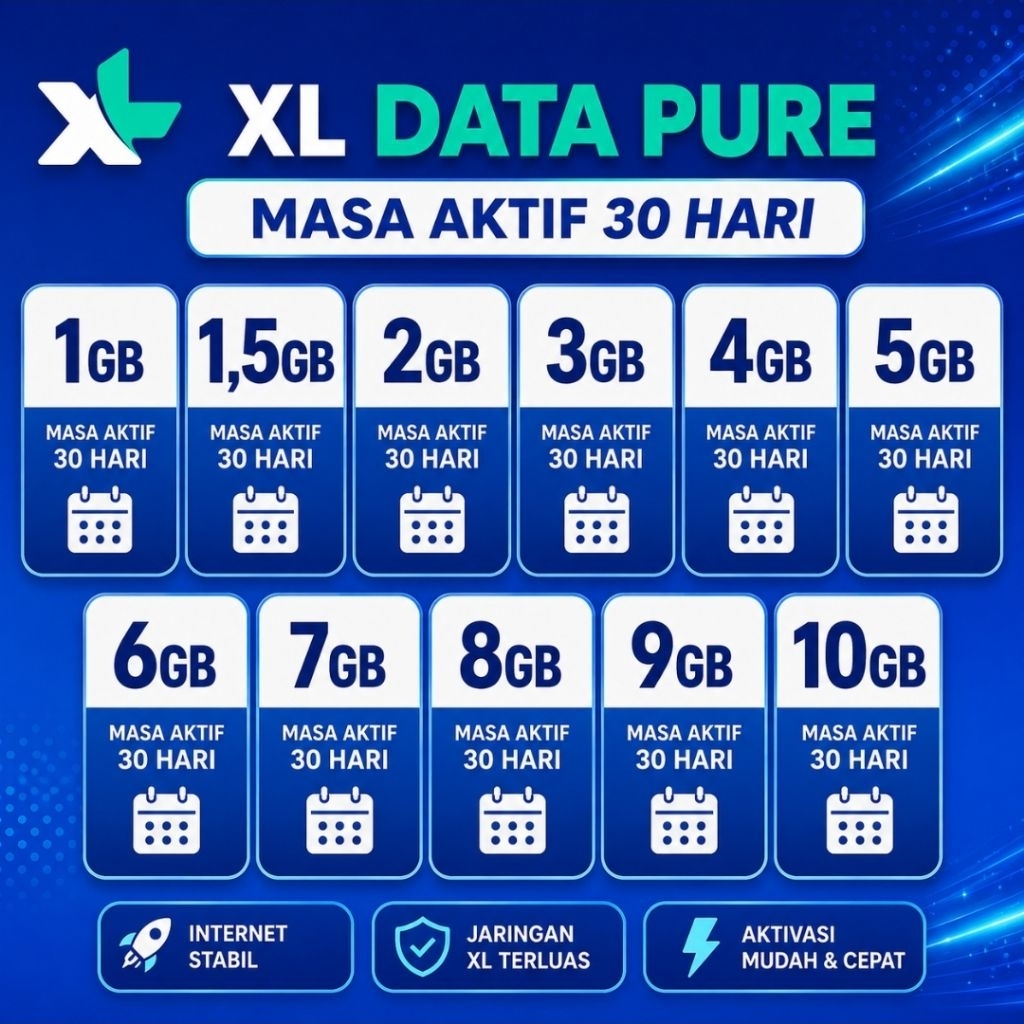 XL data pure 30 hari | kuota XL data pure | Kuota 24 jam masa aktif 30 hari