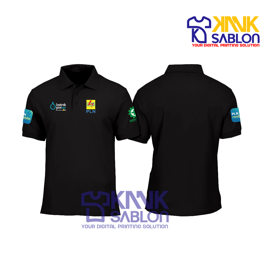 Poloshirt PLN LISTRIK PINTAR - Kaos Polo PLN LISTRIK PINTAR  - Baju berkerah PLN - Kanksablon