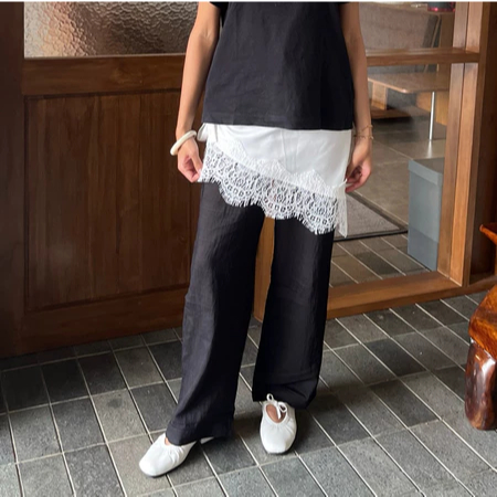 sora layering satin lace skirt / rok asimetris / rok lace / rok satin