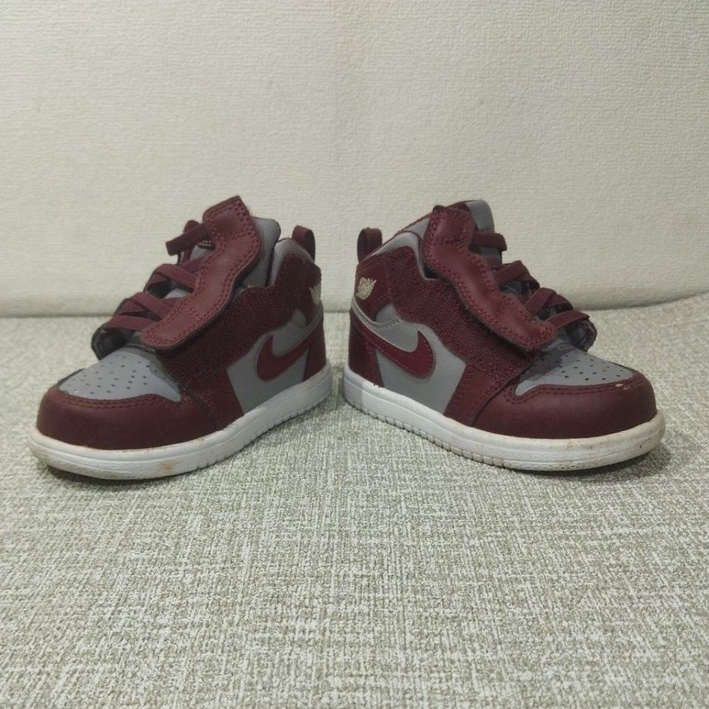 Sepatu Sneakers Anak Nike Air Jordan 1 Mid Toddler / Infant - Cherrywood Red Ukuran US 7C / UK 6.5 /