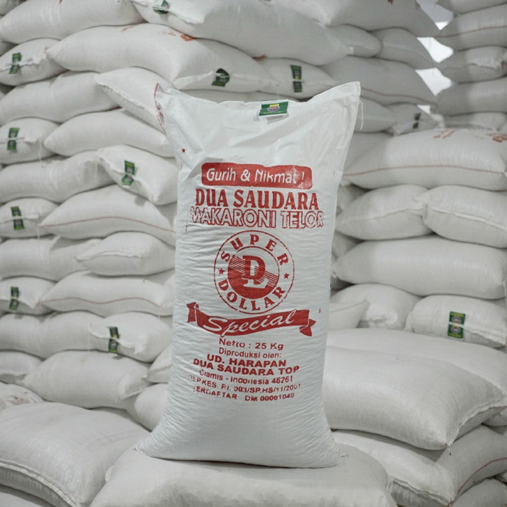 Makaroni Dua Saudara Karung( Makaroni bantat mentah ) 25kg